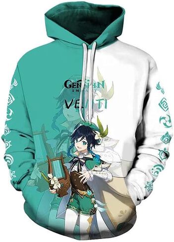 Genshin Impact Hoodie Klee 3D Printed Hooded Barbatos Pullover Xiao Sweatshirt Jacket Outwear Cosplay Costume,S-3XL in Saudi Arabia