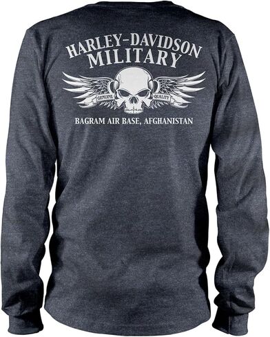 Harley-Davidson Military - Men's Dark Heather Long-Sleeve Graphic T-Shirt - Bagram Air Base | Finest Bike in Saudi Arabia