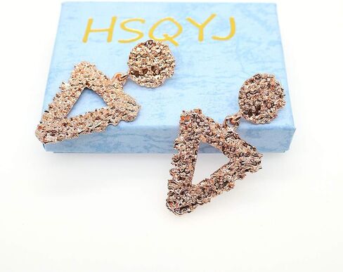 Hollow Geometric Large Square Dangle Earrings Metal Statement Drop Earrings Punk Bohemian Raised Textured Design Big Hoop Earrings for Women Fashion Jewelry in Saudi Arabia