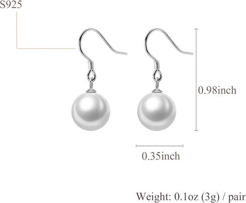 Pearl earrings S925 sterling silver pearl pendant earrings for women in Kuwait