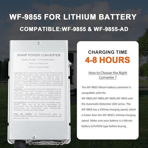 WF-9855 55 Amp RV Power Converter for Lithium Battery,Compatible with WF-9855,WF-9855-AD,WF-9855-LIS&Other WF-9800 Series Power Converter in Kuwait