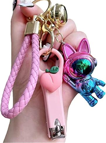 Ergugos Creative Gradient Rabbit Key Chain Delicate rabbit and Peach Nail Clipper Accessories Car Keys Bag Backpack Pendant Sparkling Gift for Girls Rabbit lovers, Multicolor, F in Kuwait