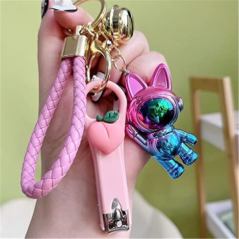 Ergugos Creative Gradient Rabbit Key Chain Delicate rabbit and Peach Nail Clipper Accessories Car Keys Bag Backpack Pendant Sparkling Gift for Girls Rabbit lovers, Multicolor, F in Kuwait