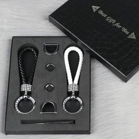 GuanyouDamy Keychain, Key Chains for Women, Car Keychain for Women,Black & White Leather Rhinestone Keychains in Saudi Arabia