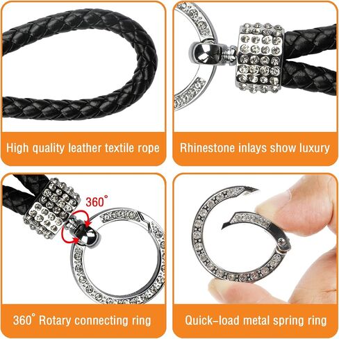 GuanyouDamy Keychain, Key Chains for Women, Car Keychain for Women,Black & White Leather Rhinestone Keychains in Saudi Arabia
