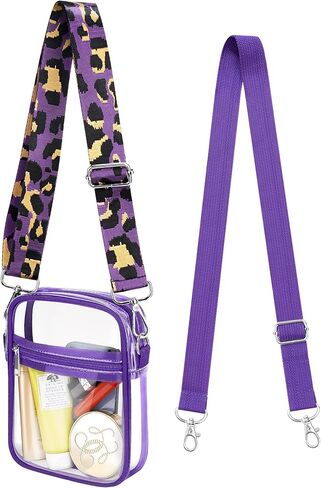 حقيبة كروس شفافة من مادة PVC مع أشرطة قابلة للتعديل، حقيبة ظهر شفافة مقاومة للماء ومتعددة الاستخدامات مقاس 5.9 × 7.8 × 1.6 بوصة in Kuwait