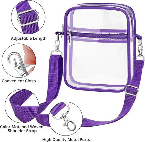 حقيبة كروس شفافة من مادة PVC مع أشرطة قابلة للتعديل، حقيبة ظهر شفافة مقاومة للماء ومتعددة الاستخدامات مقاس 5.9 × 7.8 × 1.6 بوصة in Kuwait