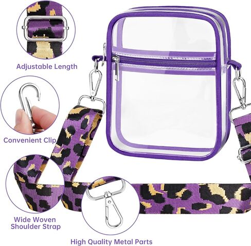 حقيبة كروس شفافة من مادة PVC مع أشرطة قابلة للتعديل، حقيبة ظهر شفافة مقاومة للماء ومتعددة الاستخدامات مقاس 5.9 × 7.8 × 1.6 بوصة in Kuwait