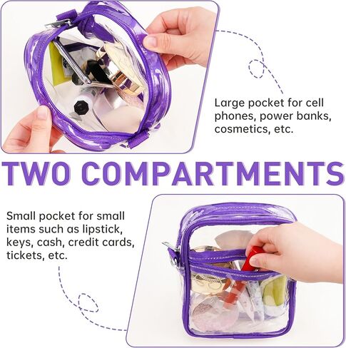 حقيبة كروس شفافة من مادة PVC مع أشرطة قابلة للتعديل، حقيبة ظهر شفافة مقاومة للماء ومتعددة الاستخدامات مقاس 5.9 × 7.8 × 1.6 بوصة in Kuwait