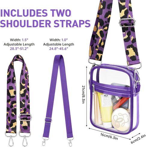 حقيبة كروس شفافة من مادة PVC مع أشرطة قابلة للتعديل، حقيبة ظهر شفافة مقاومة للماء ومتعددة الاستخدامات مقاس 5.9 × 7.8 × 1.6 بوصة in Kuwait