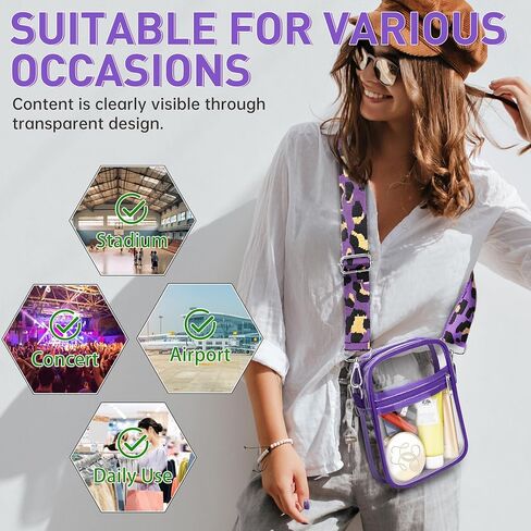 حقيبة كروس شفافة من مادة PVC مع أشرطة قابلة للتعديل، حقيبة ظهر شفافة مقاومة للماء ومتعددة الاستخدامات مقاس 5.9 × 7.8 × 1.6 بوصة in Kuwait