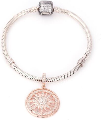 ابون حلية متدلية من الفضة الاسترلينية عيار 925 بلون ذهبي وردي مع زركونيا مكعب شفاف للسوار in Kuwait