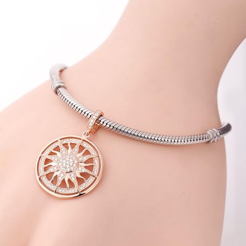 ابون حلية متدلية من الفضة الاسترلينية عيار 925 بلون ذهبي وردي مع زركونيا مكعب شفاف للسوار in Kuwait