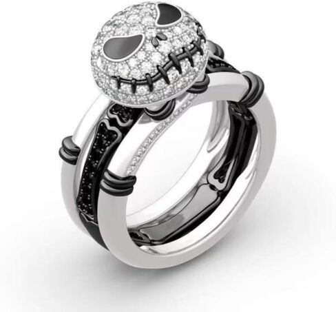 Skull Cute Christmas Ring, Halloween Ring Nightmare Before Christmas Ring, Christmas Rhinestone Finger Ring 2 in 1 Skeleton Ring in Kuwait