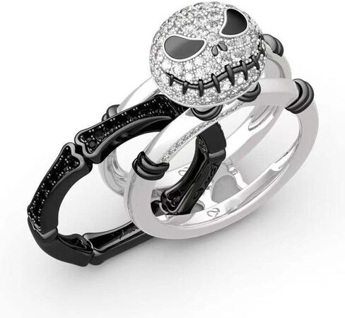 Skull Cute Christmas Ring, Halloween Ring Nightmare Before Christmas Ring, Christmas Rhinestone Finger Ring 2 in 1 Skeleton Ring in Kuwait