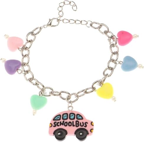 Fuqimanman2020 Lovely School Bus Dangle Bracelet For Girls Resin Cartoon Car Funny Creative Bracelet School Bus Heart Star Chain Bracelet For Girls Women Teen in Saudi Arabia