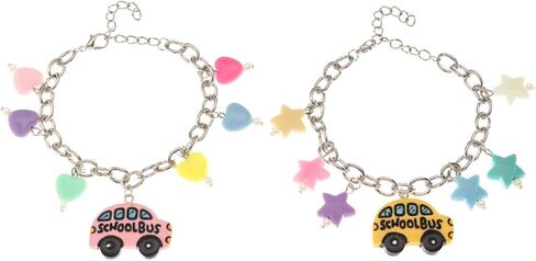 Fuqimanman2020 Lovely School Bus Dangle Bracelet For Girls Resin Cartoon Car Funny Creative Bracelet School Bus Heart Star Chain Bracelet For Girls Women Teen in Saudi Arabia