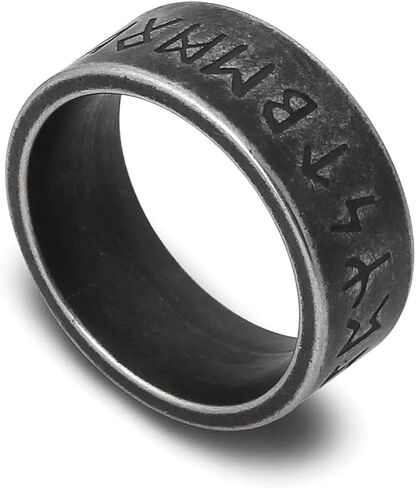 BAVIPOWER فايكنغ سلتيك رونيك الدائري العتيقة خمر الأسود الفولاذ المقاوم للصدأ مجوهرات حماية تميمة للرجال والنساء in Kuwait