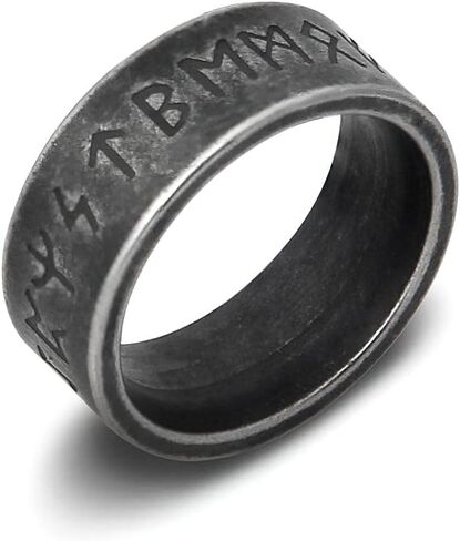 BAVIPOWER فايكنغ سلتيك رونيك الدائري العتيقة خمر الأسود الفولاذ المقاوم للصدأ مجوهرات حماية تميمة للرجال والنساء in Kuwait