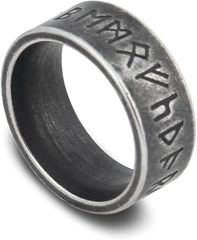 BAVIPOWER فايكنغ سلتيك رونيك الدائري العتيقة خمر الأسود الفولاذ المقاوم للصدأ مجوهرات حماية تميمة للرجال والنساء in Kuwait