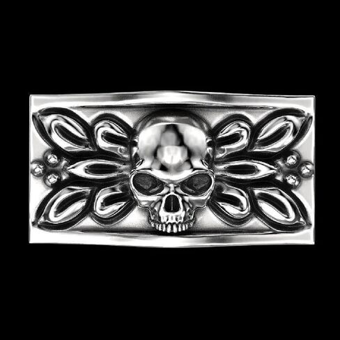 Punk Style Skull Men Set Rings Rock Punk Style Gothic Totem Amulet Ring with Mini Hidden Storage Box Design Two - Color Skull Pull Animal Ashes Storage Box (Size 13, Silvery) in Saudi Arabia
