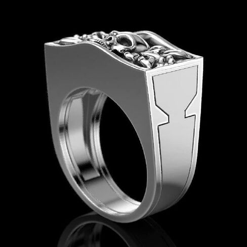 Punk Style Skull Men Set Rings Rock Punk Style Gothic Totem Amulet Ring with Mini Hidden Storage Box Design Two - Color Skull Pull Animal Ashes Storage Box (Size 13, Silvery) in Saudi Arabia