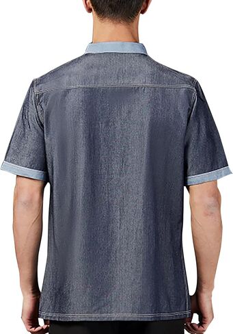 Unisex Silky Chef Coat - Tencel Denim Chef Jacket Lightweight Short Chef Shirt Restaurant Uniform in Kuwait