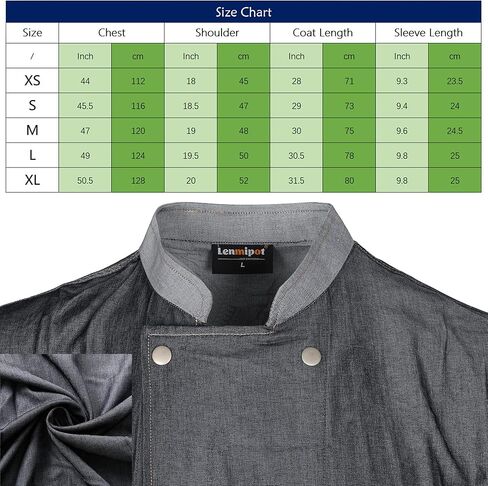 Unisex Silky Chef Coat - Tencel Denim Chef Jacket Lightweight Short Chef Shirt Restaurant Uniform in Kuwait