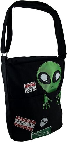 Sleepyville Critters Area 51 Peeking Alien Canvas Cross Body Bag in Saudi Arabia