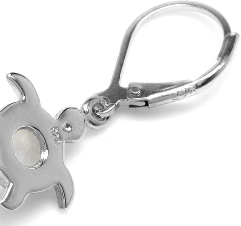 Silvershake Cabochon Gemstone White Gold Plated 925 Sterling Silver Stylish Turtle Dangle Leverback Earrings Jewelry in Saudi Arabia