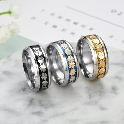 8mm Four-Leaf Clover/Skull/Butterfly Band Ring for Men Women,Tungsten Carbide Band Ring Jewelry Gift for Him Her in Saudi Arabia
