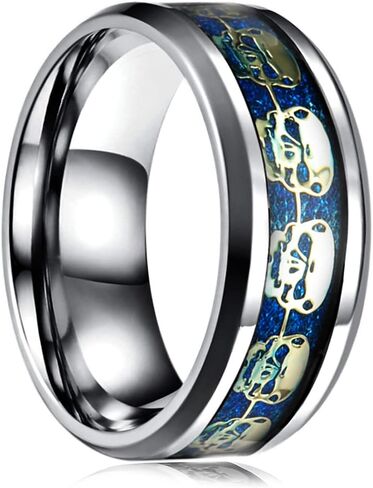 8mm Four-Leaf Clover/Skull/Butterfly Band Ring for Men Women,Tungsten Carbide Band Ring Jewelry Gift for Him Her in Saudi Arabia