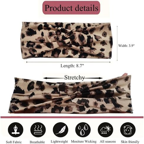 Hjiaruiky 4Pcs Turban Headbands for Women Boho Stretchy Fashion Headbands Fabric Twist Knotted Cloth Cute Thick Headband Head Wraps for Womens Girls Yoga Black in Kuwait