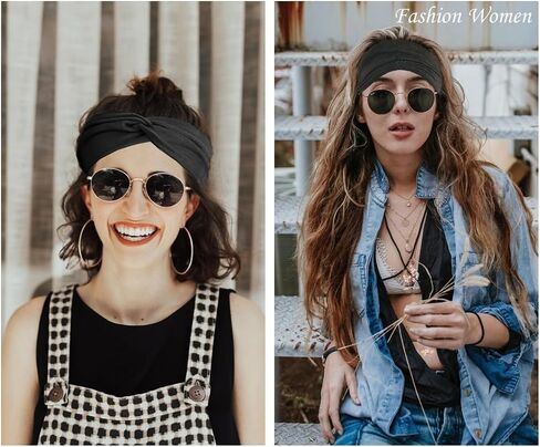 Hjiaruiky 4Pcs Turban Headbands for Women Boho Stretchy Fashion Headbands Fabric Twist Knotted Cloth Cute Thick Headband Head Wraps for Womens Girls Yoga Black in Kuwait