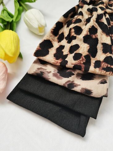 Hjiaruiky 4Pcs Turban Headbands for Women Boho Stretchy Fashion Headbands Fabric Twist Knotted Cloth Cute Thick Headband Head Wraps for Womens Girls Yoga Black in Kuwait