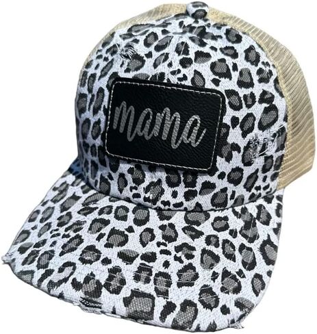 Mama Hat, Womens Hat, Baseball Cap, Gift for mom, Leopard Hat, New Mom Gift, Ponytail Hat, Mom Hat in Saudi Arabia