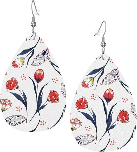 Faux Leather Earrings Leopard Teardrop Dangle Earrings For Women Girls in Saudi Arabia