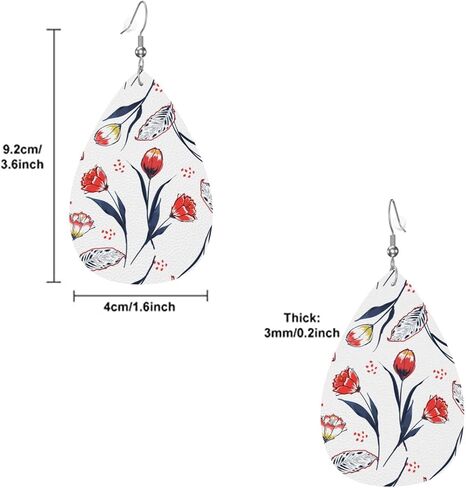 Faux Leather Earrings Leopard Teardrop Dangle Earrings For Women Girls in Saudi Arabia