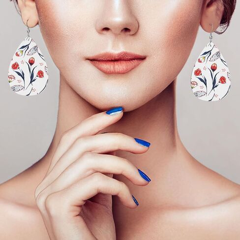 Faux Leather Earrings Leopard Teardrop Dangle Earrings For Women Girls in Saudi Arabia