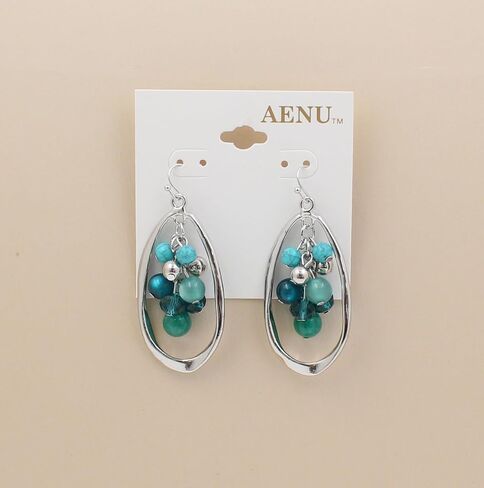 Aenu Big Hoop Beaded Earrings for Women Long Cluster Colorful Red Stone Drop Earrings Boho Western Jewelry Teardrop Statement Earrings Dangle for Gifts in Kuwait
