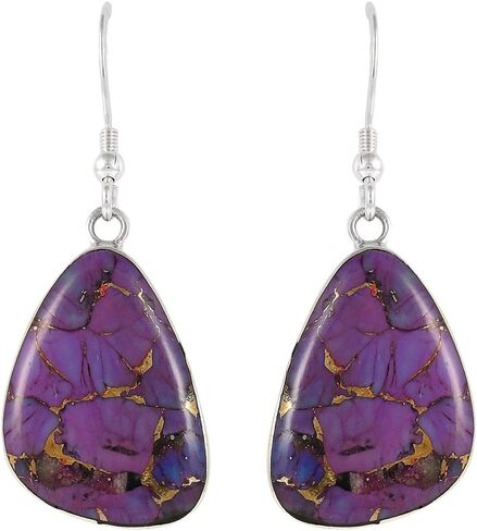 Purple Turquoise Earrings Sterling Silver 925 (Choose Style) in Saudi Arabia