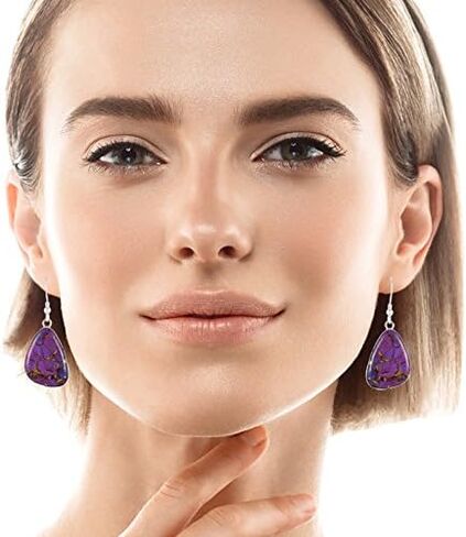 Purple Turquoise Earrings Sterling Silver 925 (Choose Style) in Saudi Arabia
