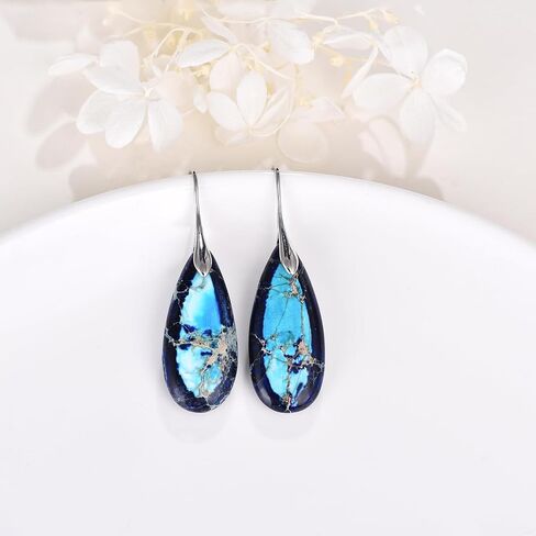 Turquoise Earrings for Women Blue Purple Red Western Jewelry for Women Mother Girlfriend Sterling Silver Boho Teardrop Earrings in Saudi Arabia
