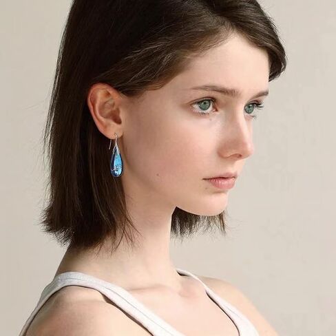 Turquoise Earrings for Women Blue Purple Red Western Jewelry for Women Mother Girlfriend Sterling Silver Boho Teardrop Earrings in Saudi Arabia