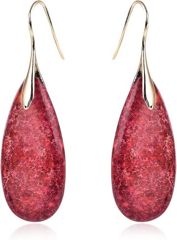 Turquoise Earrings for Women Blue Purple Red Western Jewelry for Women Mother Girlfriend Sterling Silver Boho Teardrop Earrings in Saudi Arabia