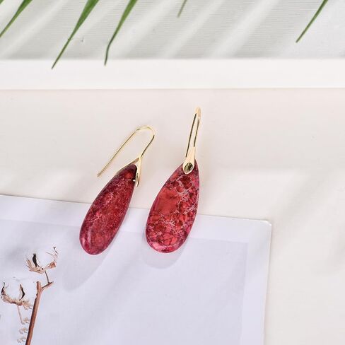 Turquoise Earrings for Women Blue Purple Red Western Jewelry for Women Mother Girlfriend Sterling Silver Boho Teardrop Earrings in Saudi Arabia
