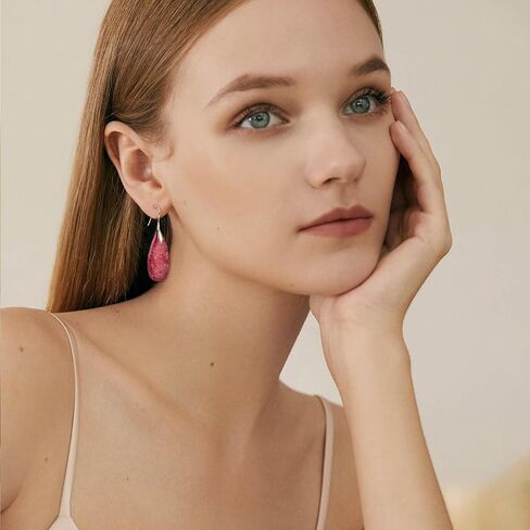 Turquoise Earrings for Women Blue Purple Red Western Jewelry for Women Mother Girlfriend Sterling Silver Boho Teardrop Earrings in Saudi Arabia