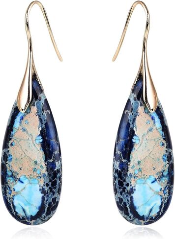 أقراط فيروزية للنساء مجوهرات غربية باللون الأزرق والأرجواني والأحمر للنساء الأم والصديقة من الفضة الإسترلينية أقراط بوهو على شكل دمعة in Kuwait