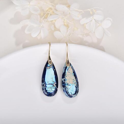 أقراط فيروزية للنساء مجوهرات غربية باللون الأزرق والأرجواني والأحمر للنساء الأم والصديقة من الفضة الإسترلينية أقراط بوهو على شكل دمعة in Kuwait