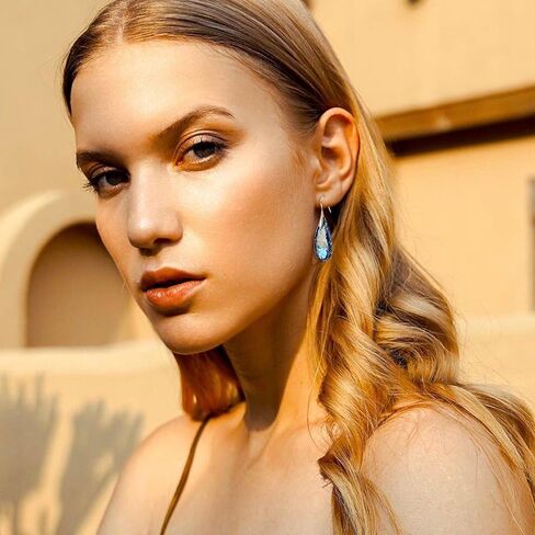 أقراط فيروزية للنساء مجوهرات غربية باللون الأزرق والأرجواني والأحمر للنساء الأم والصديقة من الفضة الإسترلينية أقراط بوهو على شكل دمعة in Kuwait